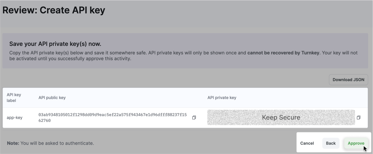 Approve API key